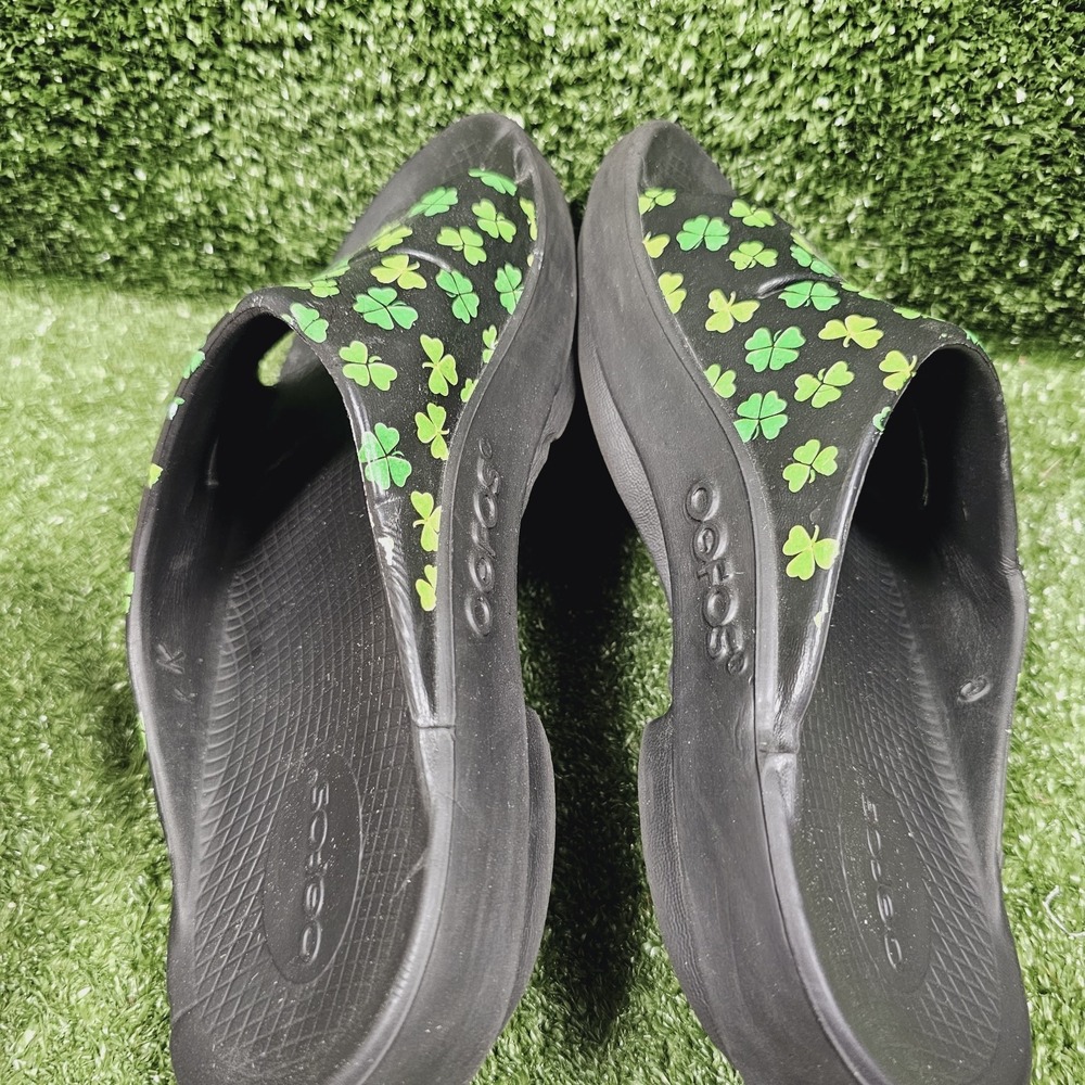 OOFOS OOahh Limited Shamrock Clover Athletic Recovery Comfort Slides Womens 9 - Picture 9 of 11